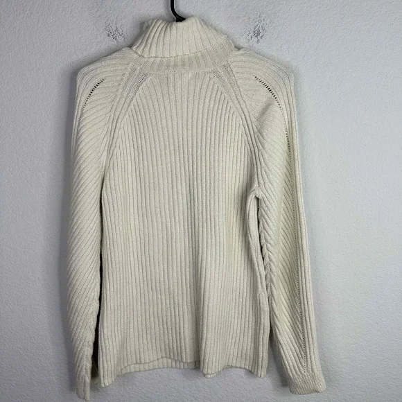 Sundance Sweater Womens Large Beige Ribbed Long Sleeve Turtleneck‎ Casual Boho - Picture 2 of 8